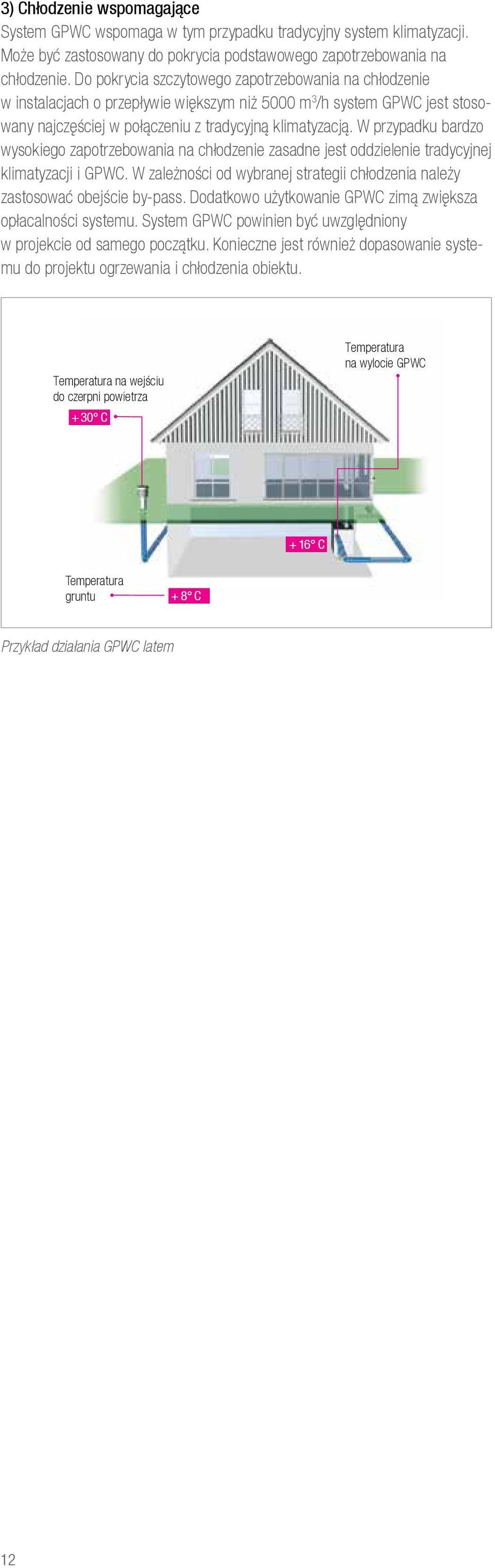 W przypadku bardzo wysokiego zapotrzebowania na chłodzenie zasadne jest oddzielenie tradycyjnej klimatyzacji i GPWC. W zależności od wybranej strategii chłodzenia należy zastosować obejście by-pass.