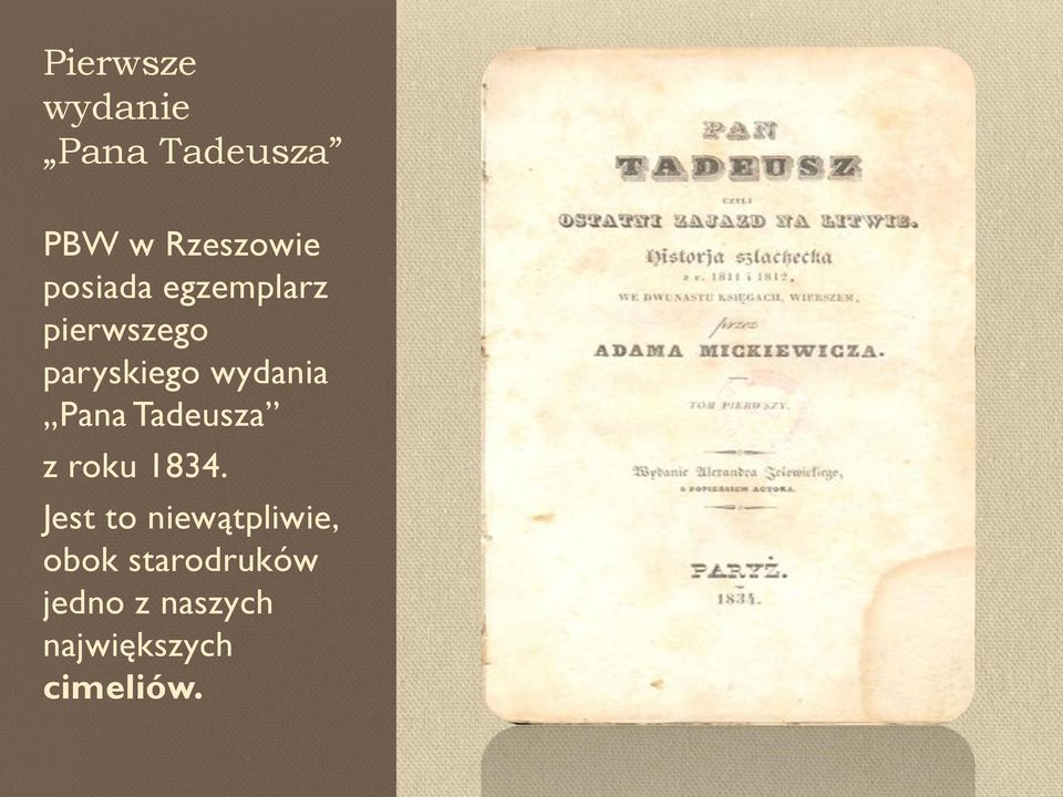 Pana Tadeusza z roku 1834.