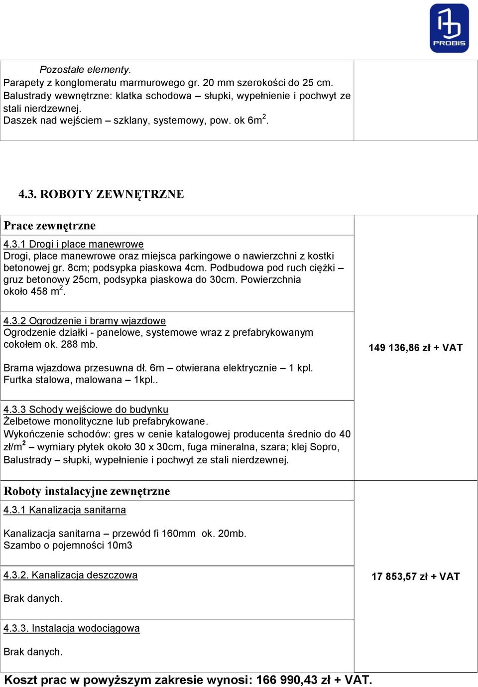 8cm; podsypka piaskowa 4cm. Podbudowa pod ruch ciężki gruz betonowy 25cm, podsypka piaskowa do 30