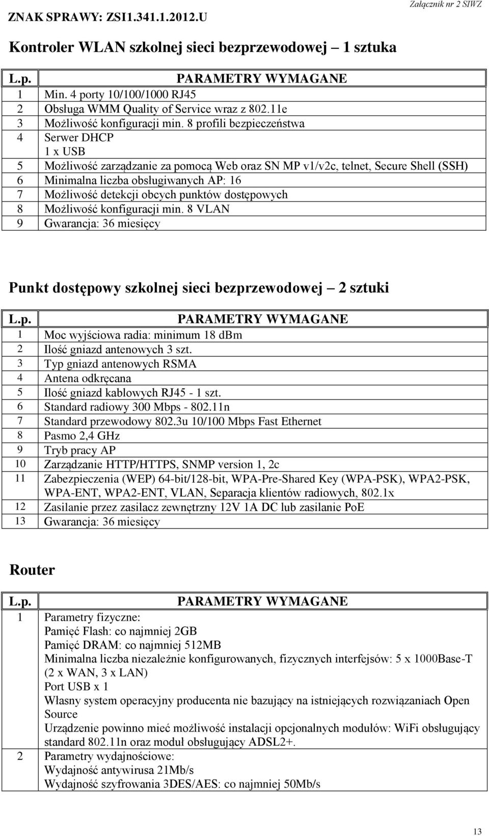 punktów dostępowych 8 Możliwość konfiguracji min.