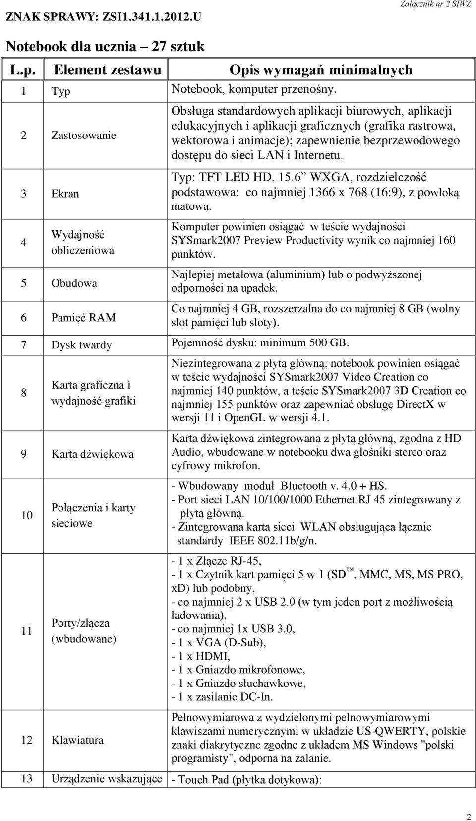 animacje); zapewnienie bezprzewodowego dostępu do sieci LAN i Internetu. Typ: TFT LED HD, 15.6 WXGA, rozdzielczość podstawowa: co najmniej 1366 x 768 (16:9), z powłoką matową.