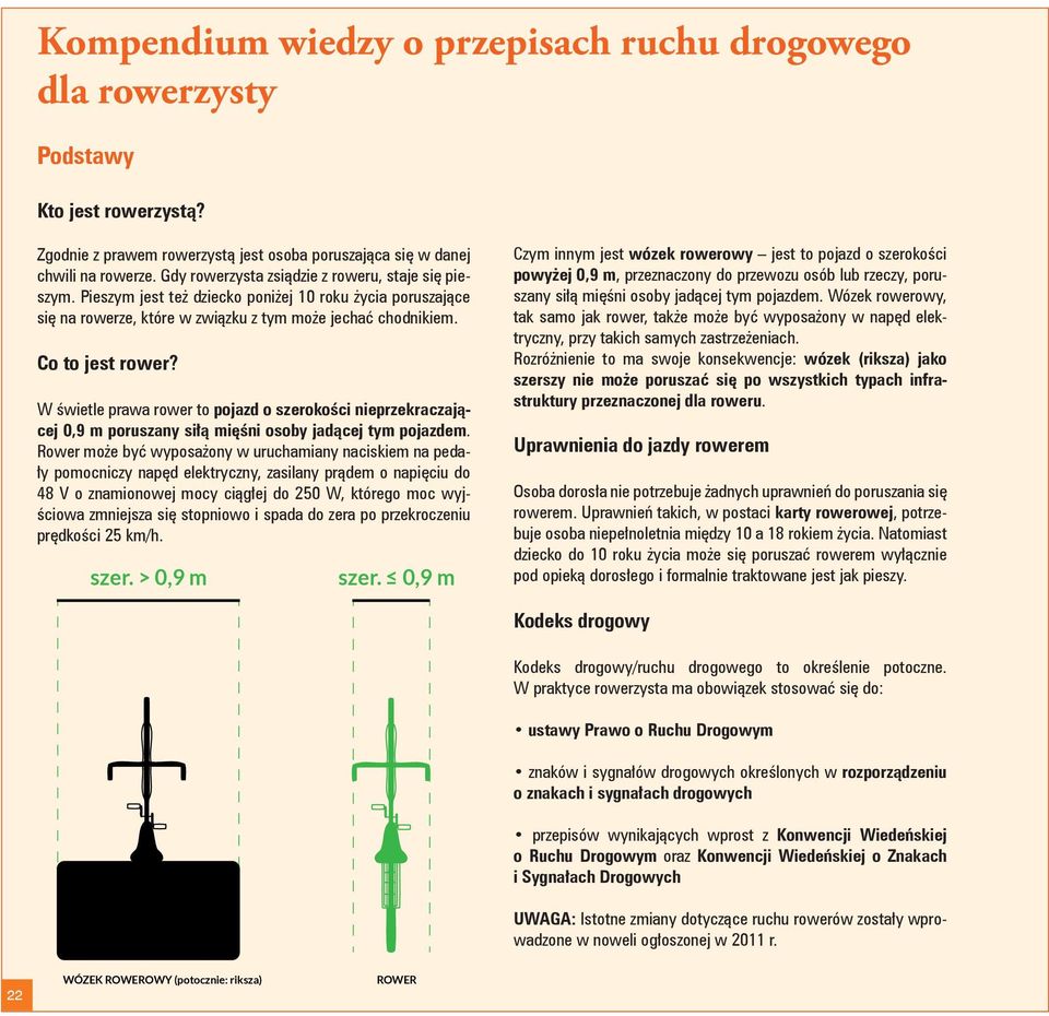 W świetle prawa rower to pojazd o szerokości nieprzekraczającej 0,9 m poruszany siłą mięśni osoby jadącej tym pojazdem.