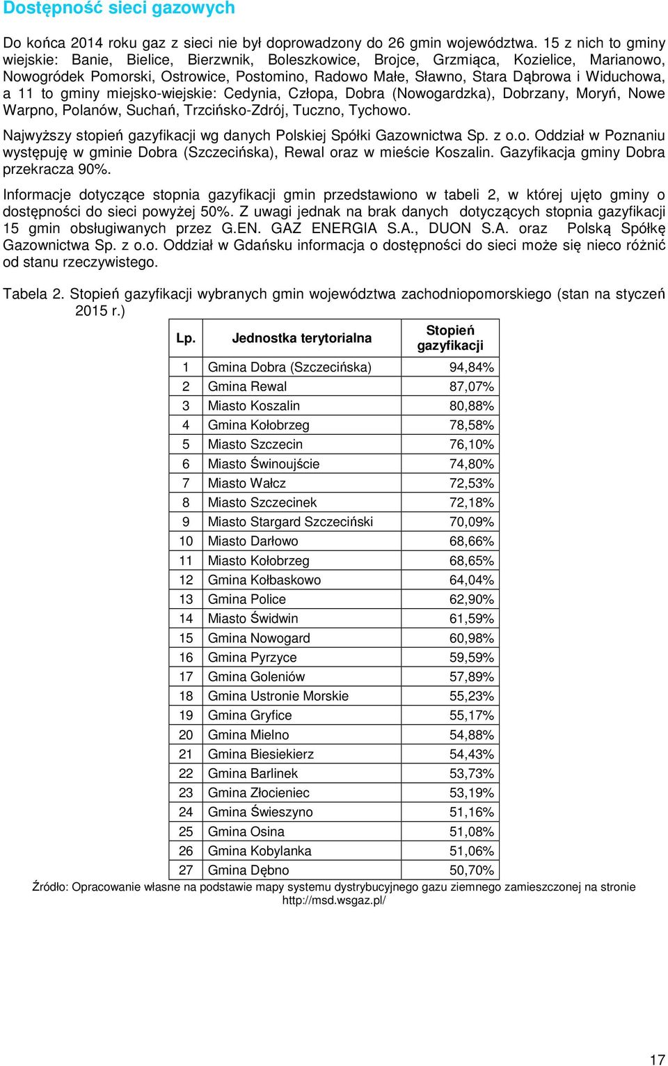 Widuchowa, a 11 to gminy miejsko-wiejskie: Cedynia, Człopa, Dobra (Nowogardzka), Dobrzany, Moryń, Nowe Warpno, Polanów, Suchań, Trzcińsko-Zdrój, Tuczno, Tychowo.