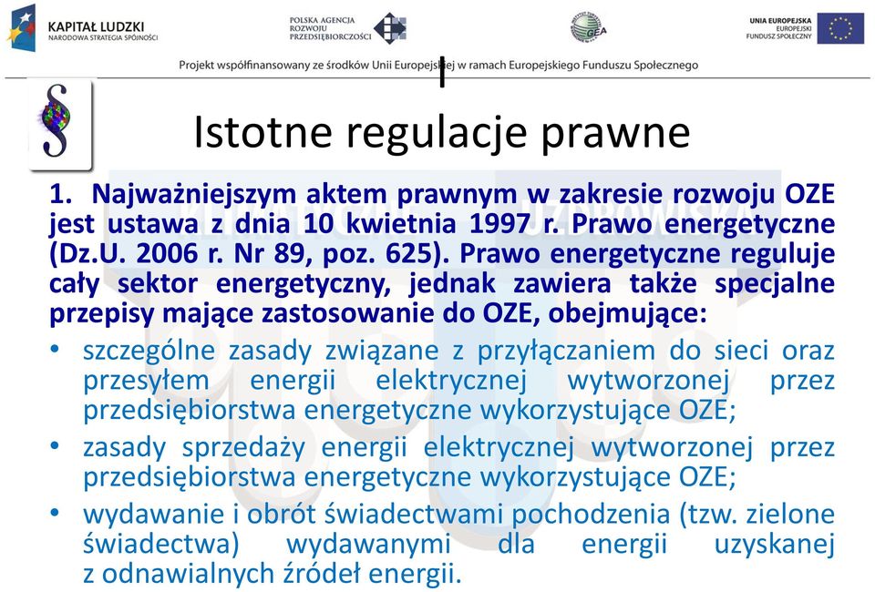 przyłączaniem do sieci oraz przesyłem energii elektrycznej wytworzonej przez przedsiębiorstwa energetyczne wykorzystujące OZE; zasady sprzedaży energii elektrycznej