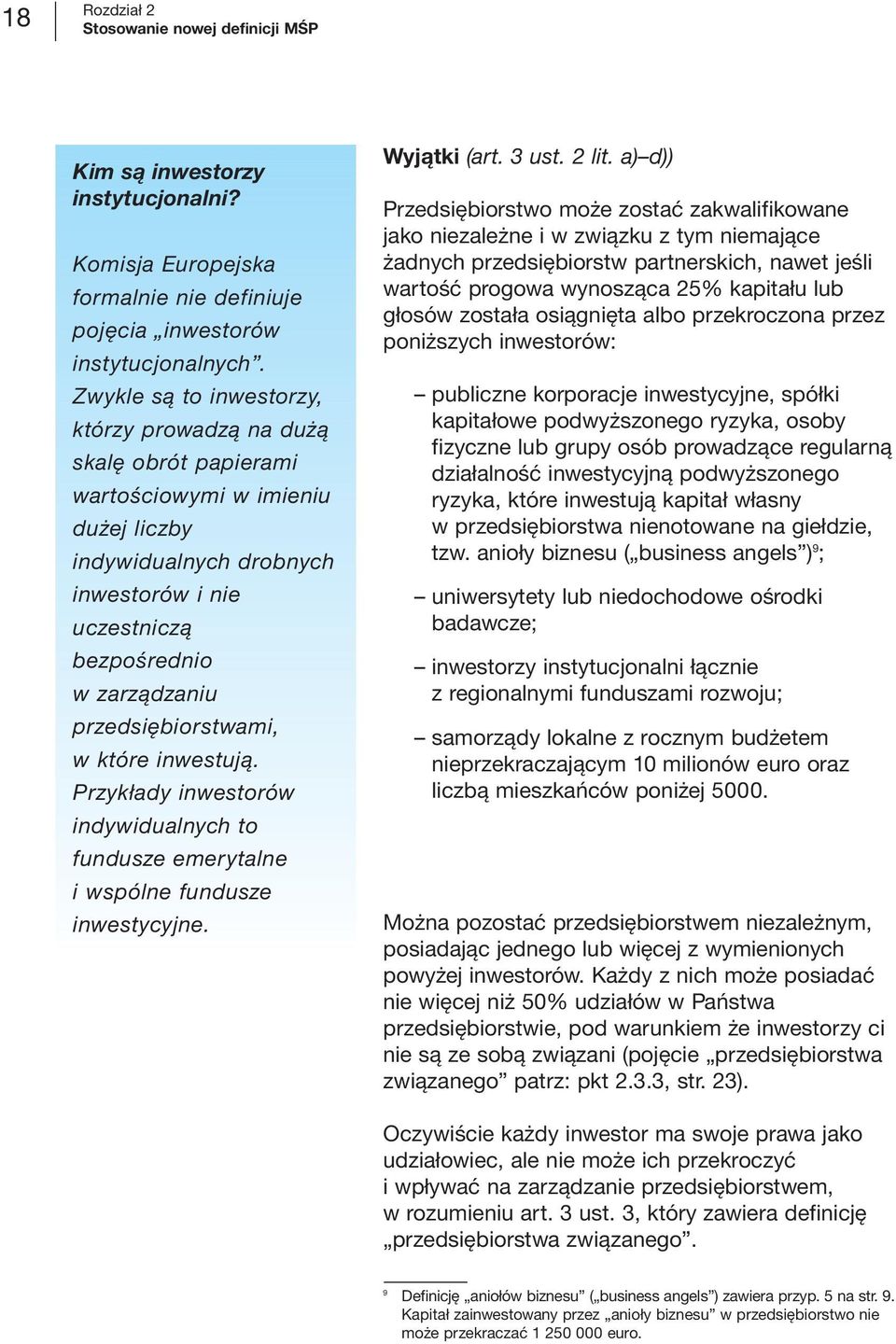 przedsiębiorstwami, w które inwestują. Przykłady inwestorów indywidualnych to fundusze emerytalne i wspólne fundusze inwestycyjne. Wyjątki (art. 3 ust. 2 lit.