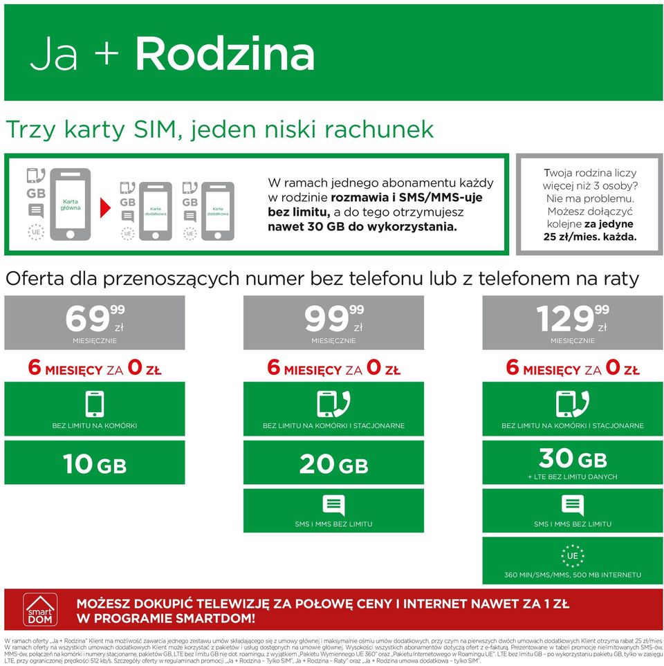 Oferta dla przenoszących numer bez telefonu lub z telefonem na raty 69 129 6 MIESIĘCY ZA 0 ZŁ 6 MIESIĘCY ZA 0 ZŁ 6 MIESIĘCY ZA 0 ZŁ BEZ LIMITU NA KOMÓRKI BEZ LIMITU NA KOMÓRKI I STACJONARNE BEZ