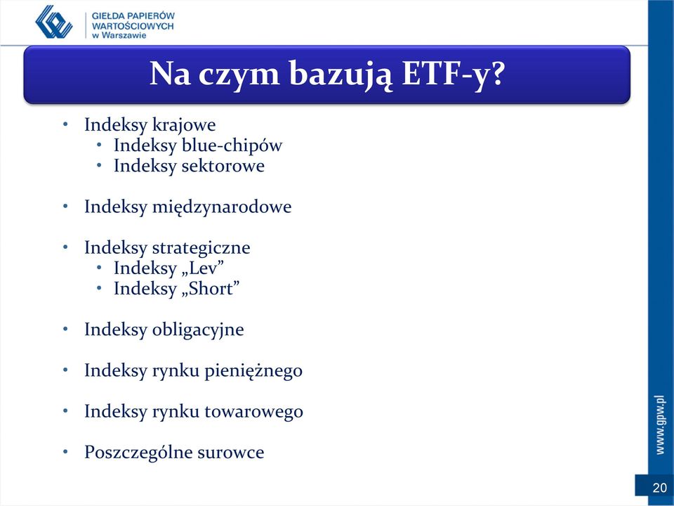 Indeksy międzynarodowe Indeksy strategiczne Indeksy Lev