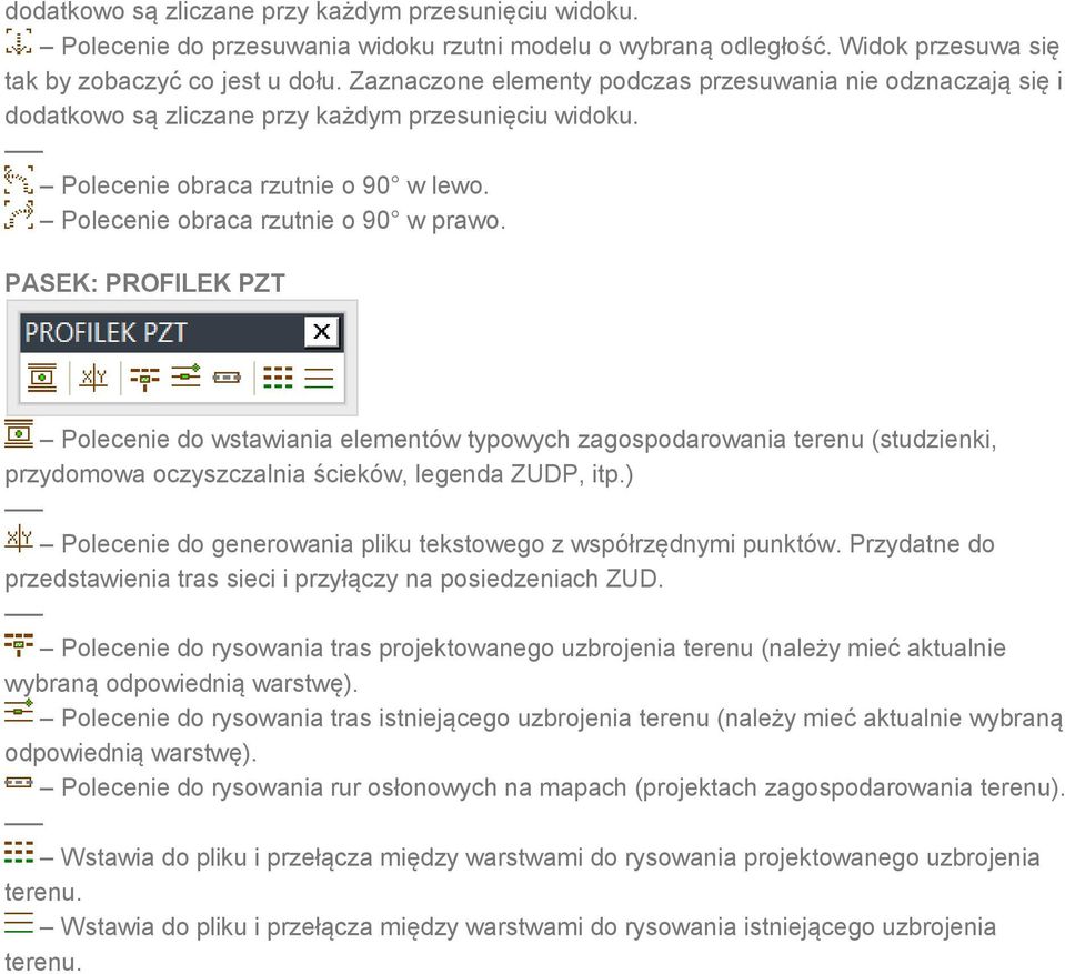 PASEK: PROFILEK PZT Polecenie do wstawiania elementów typowych zagospodarowania terenu (studzienki, przydomowa oczyszczalnia ścieków, legenda ZUDP, itp.