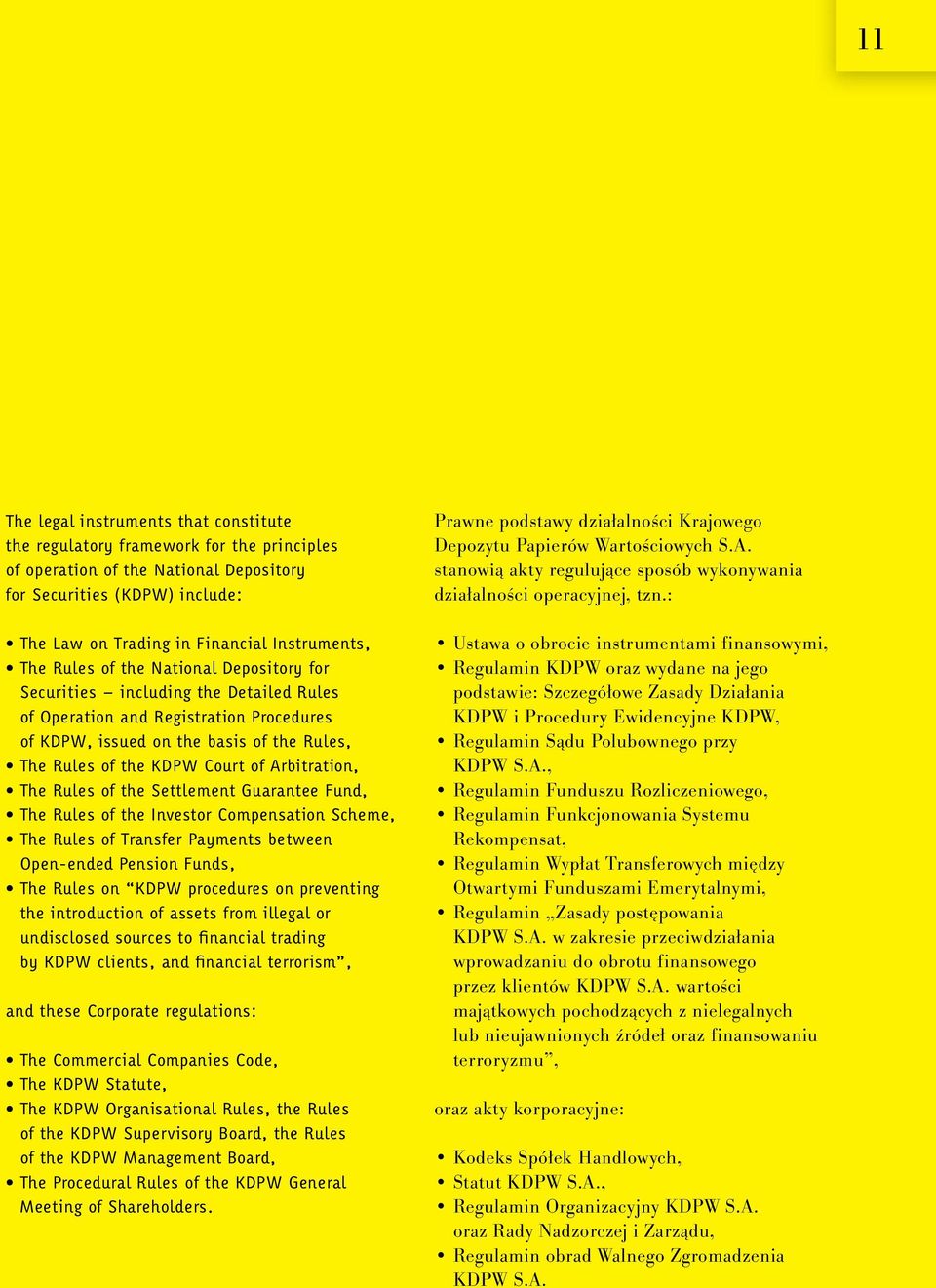 Court of Arbitration, The Rules of the Settlement Guarantee Fund, The Rules of the Investor Compensation Scheme, The Rules of Transfer Payments between Open-ended Pension Funds, The Rules on KDPW