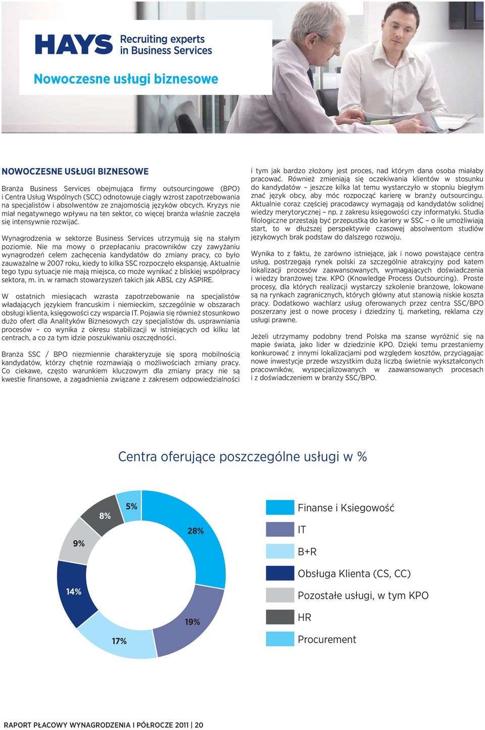 Wynagrodzenia w sektorze Business Services utrzymują się na stałym poziomie.