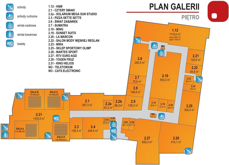 31 - KINO HELIOS W - TELETORIUM W3 - CATS ELECTRONIC SALA C 164 MIEJSC WC SALA D 14 MIEJSCA.3 138,3 m.1 97,3 m.a 47, m.4 44,4 m.5a.5b 14,6 m 0,8 m WC.b 86,3m.9.8 39,7 m 33,7 m.6 83,5 m.
