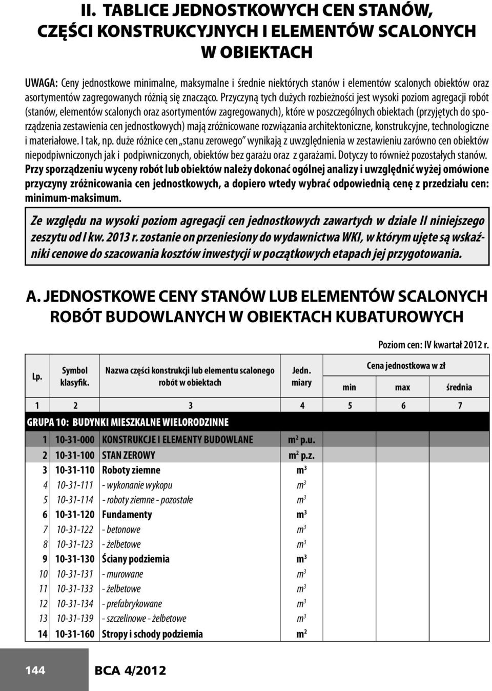 Przyczyną tych dużych rozbieżności jest wysoki poziom agregacji robót (stanów, elementów scalonych oraz asortymentów zagregowanych), które w poszczególnych obiektach (przyjętych do sporządzenia