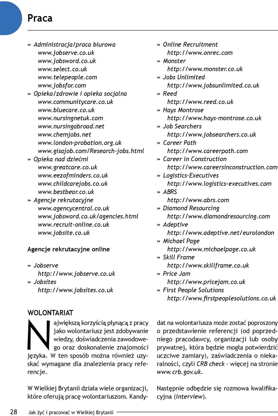 co.uk Agencje rekrutacyjne www.agencycentral.co.uk www.jobsword.co.uk/agencies.html www.recruit-online.co.uk www.jobsite.co.uk Agencje rekrutacyjne online Jobserve http://www.jobserve.co.uk Jobsites http://www.