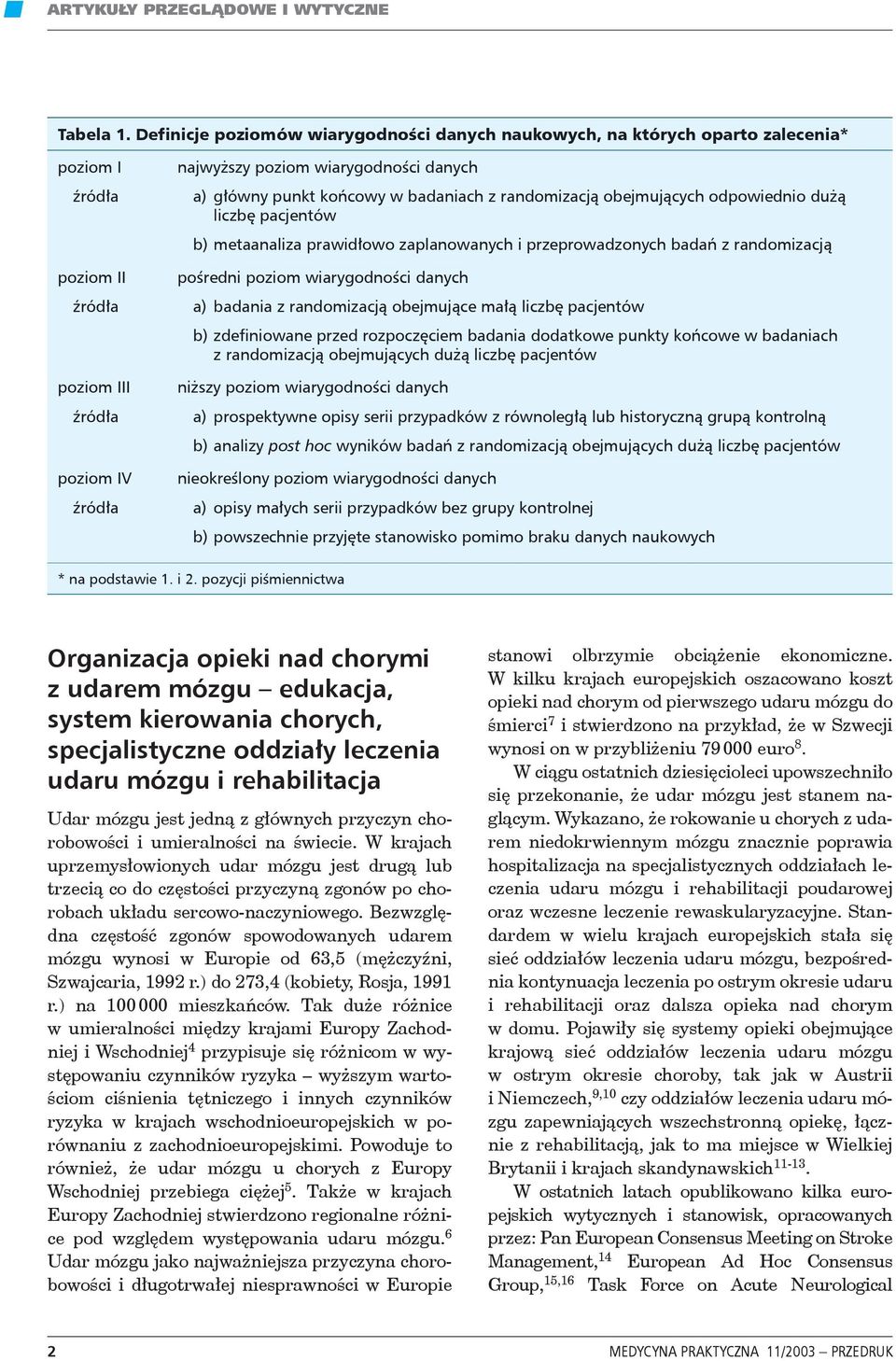 punkt końcowy w badaniach z randomizacją obejmujących odpowiednio dużą liczbę pacjentów b) metaanaliza prawidłowo zaplanowanych i przeprowadzonych badań z randomizacją pośredni poziom wiarygodności