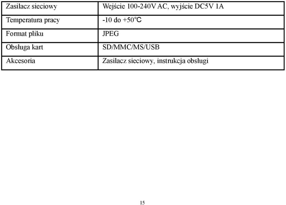 Wejście 100-240V AC, wyjście DC5V 1A JPEG