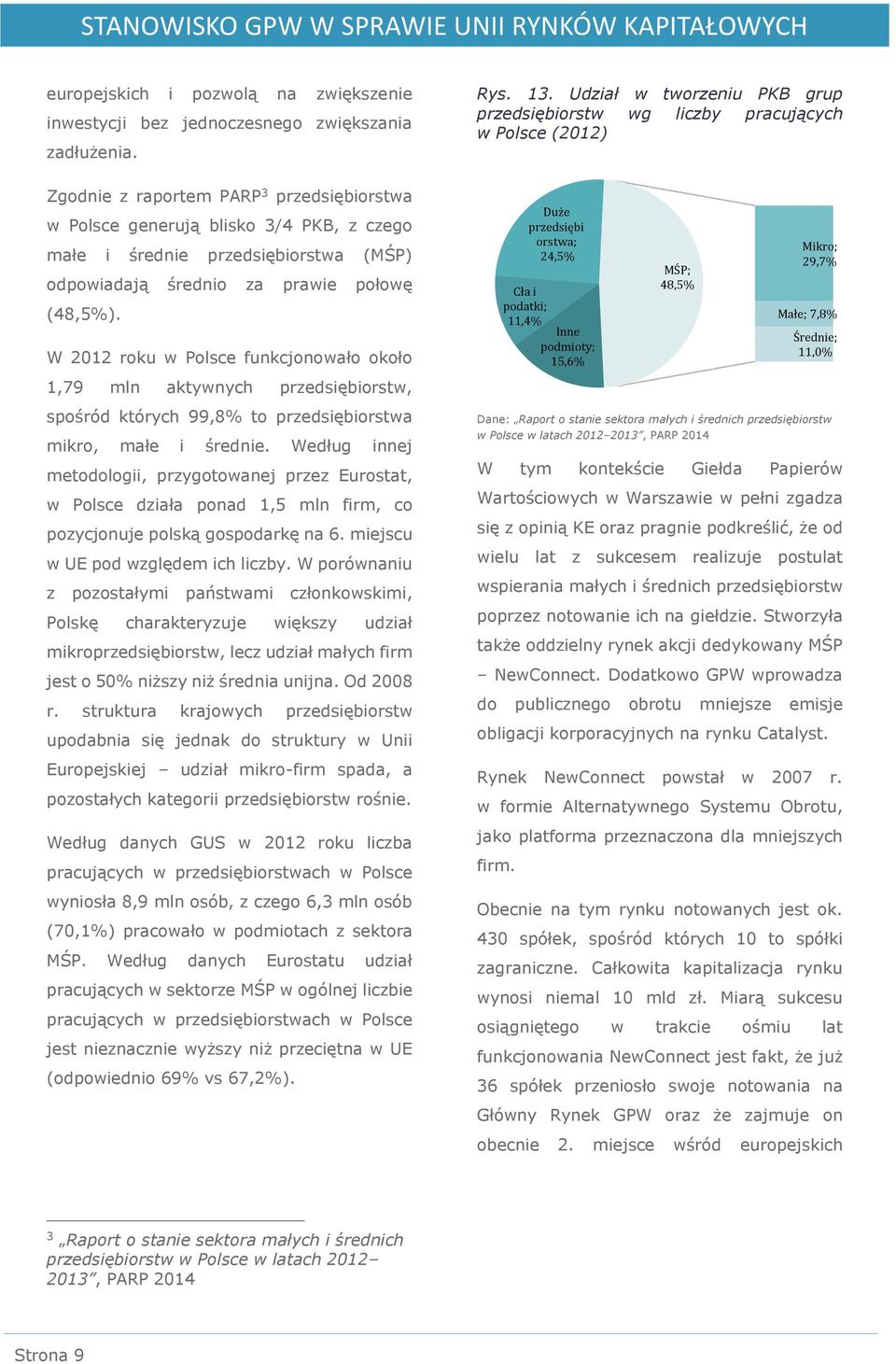 W 2012 roku w Polsce funkcjonowało około 1,79 mln aktywnych przedsiębiorstw, spośród których 99,8% to przedsiębiorstwa mikro, małe i średnie.