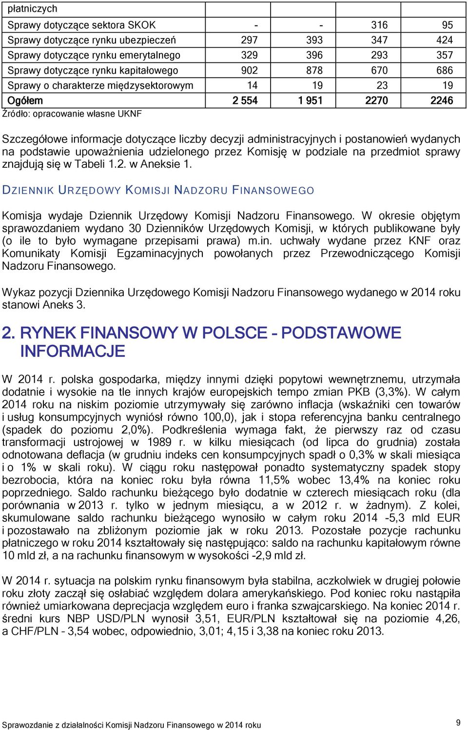 upoważnienia udzielonego przez Komisję w podziale na przedmiot sprawy znajdują się w Tabeli 1.2. w Aneksie 1.