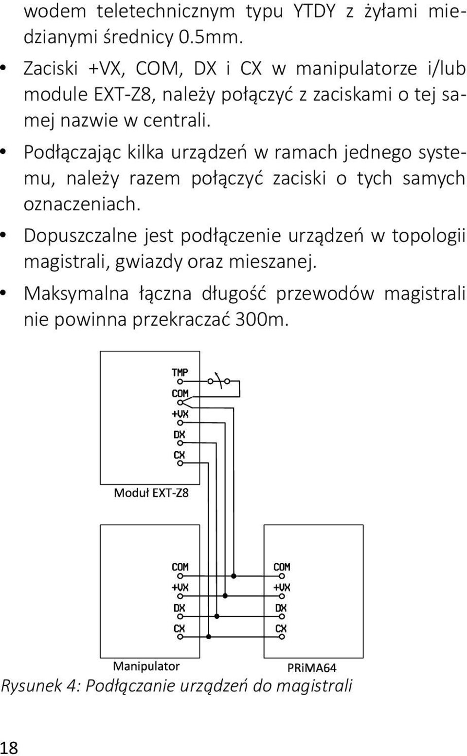 Podłączając kilka urządzeń w ramach jednego systemu, należy razem połączyć zaciski o tych samych oznaczeniach.