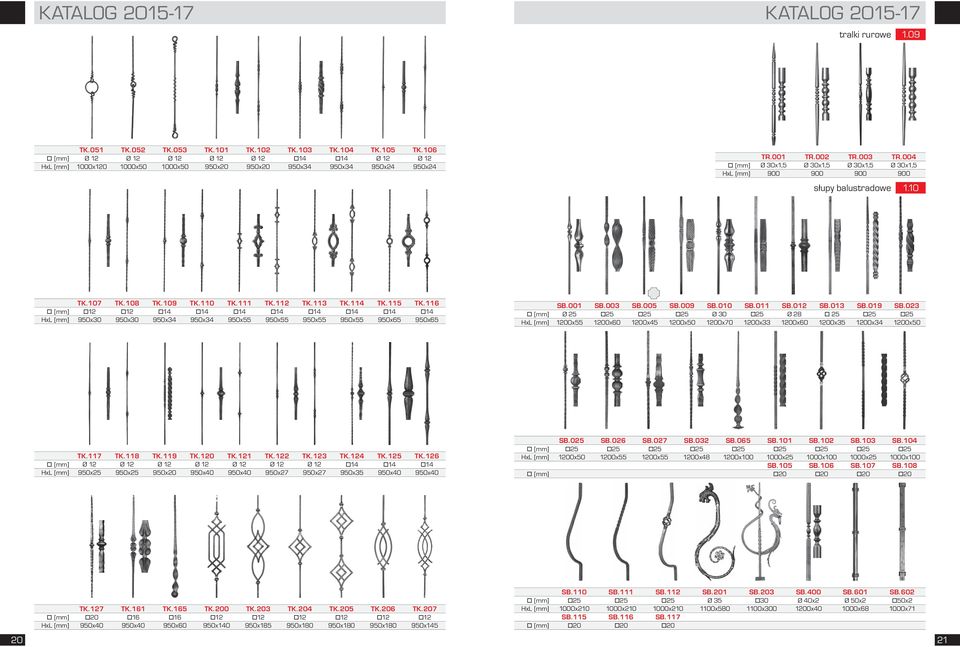 004 [mm] Ø 30x1,5 Ø 30x1,5 Ø 30x1,5 Ø 30x1,5 HxL [mm] 900 900 900 900 słupy balustradowe 1.10 TK.107 TK.108 TK.109 TK.110 TK.111 TK.112 TK.113 TK.114 TK.115 TK.