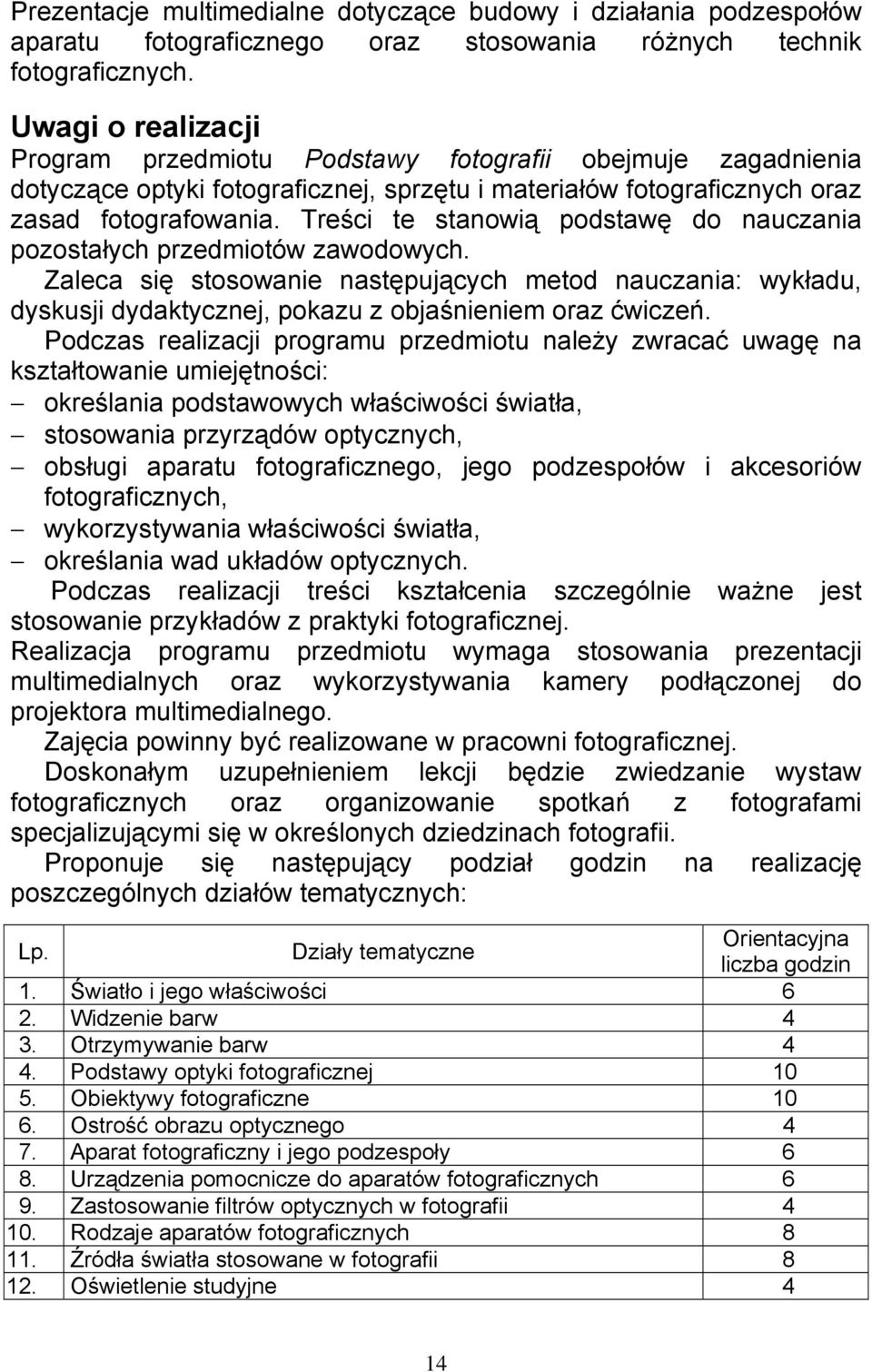 Treści te stanowią podstawę do nauczania pozostałych przedmiotów zawodowych. Zaleca się stosowanie następujących metod nauczania: wykładu, dyskusji dydaktycznej, pokazu z objaśnieniem oraz ćwiczeń.