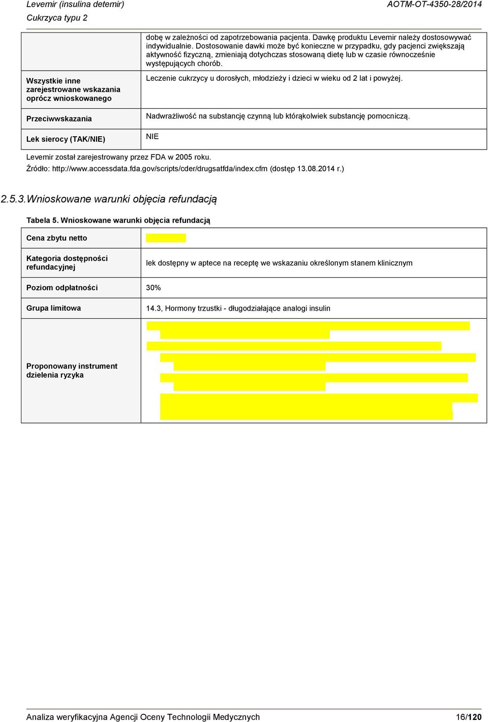 Wszystkie inne zarejestrowane wskazania oprócz wnioskowanego Przeciwwskazania Lek sierocy (TAK/NIE) Leczenie cukrzycy u dorosłych, młodzieży i dzieci w wieku od 2 lat i powyżej.