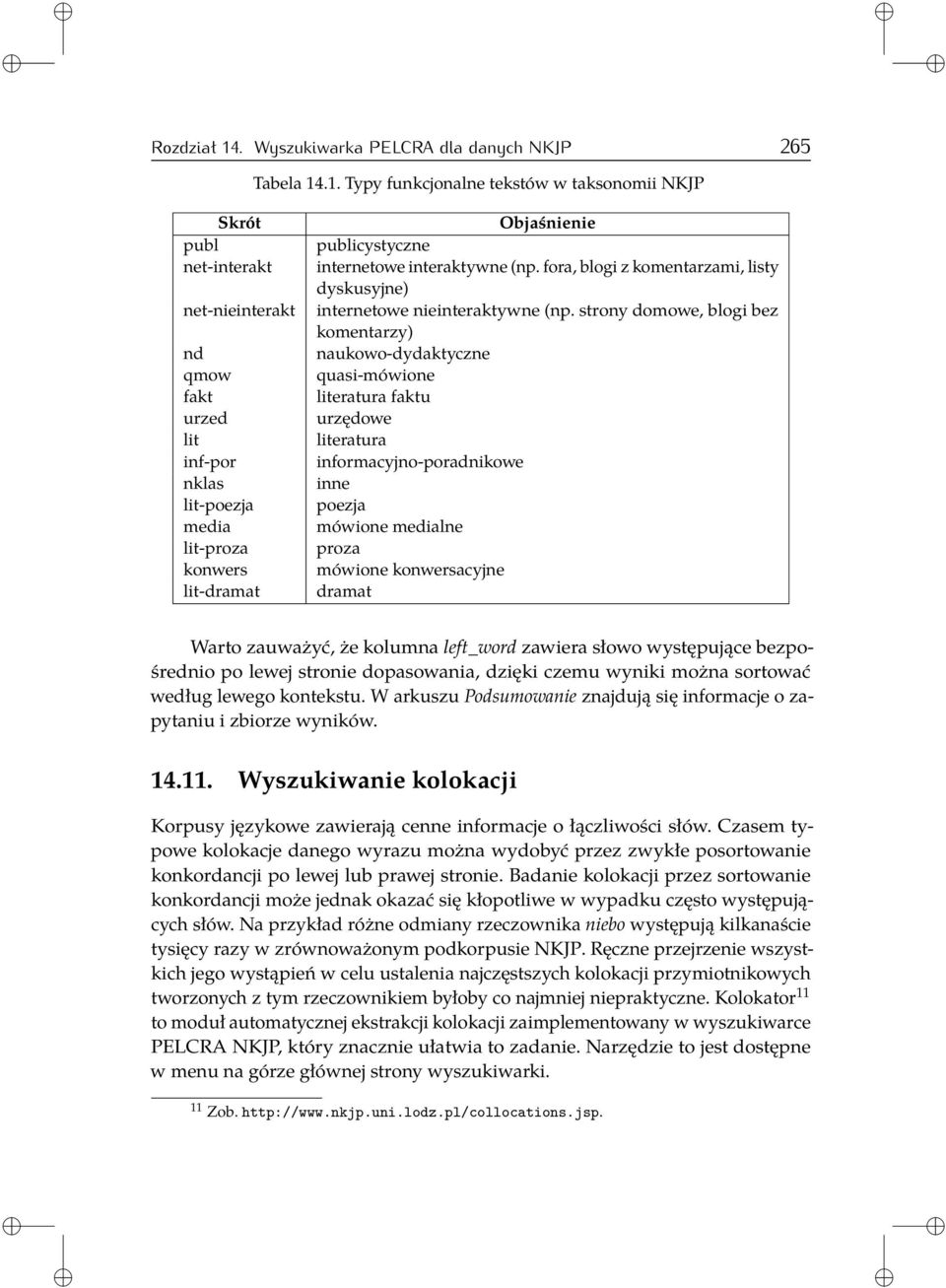 .1. Typy funkcjonalne tekstów w taksonomii NKJP Skrót publ net-interakt net-nieinterakt nd qmow fakt urzed lit inf-por nklas lit-poezja media lit-proza konwers lit-dramat Objaśnienie publicystyczne