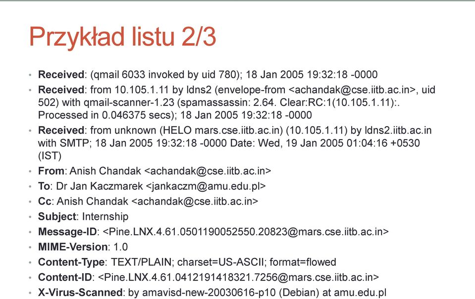 in) (10.105.1.11) by ldns2.iitb.ac.in with SMTP; 18 Jan 2005 19:32:18-0000 Date: Wed, 19 Jan 2005 01:04:16 +0530 (IST) From: Anish Chandak <achandak@cse.iitb.ac.in> To: Dr Jan Kaczmarek <jankaczm@amu.