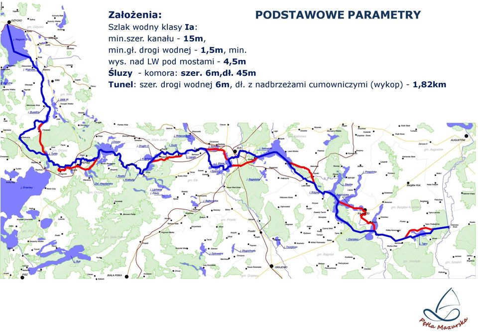 nad LW pod mostami - 4,5m Śluzy - komora: szer. 6m,dł.