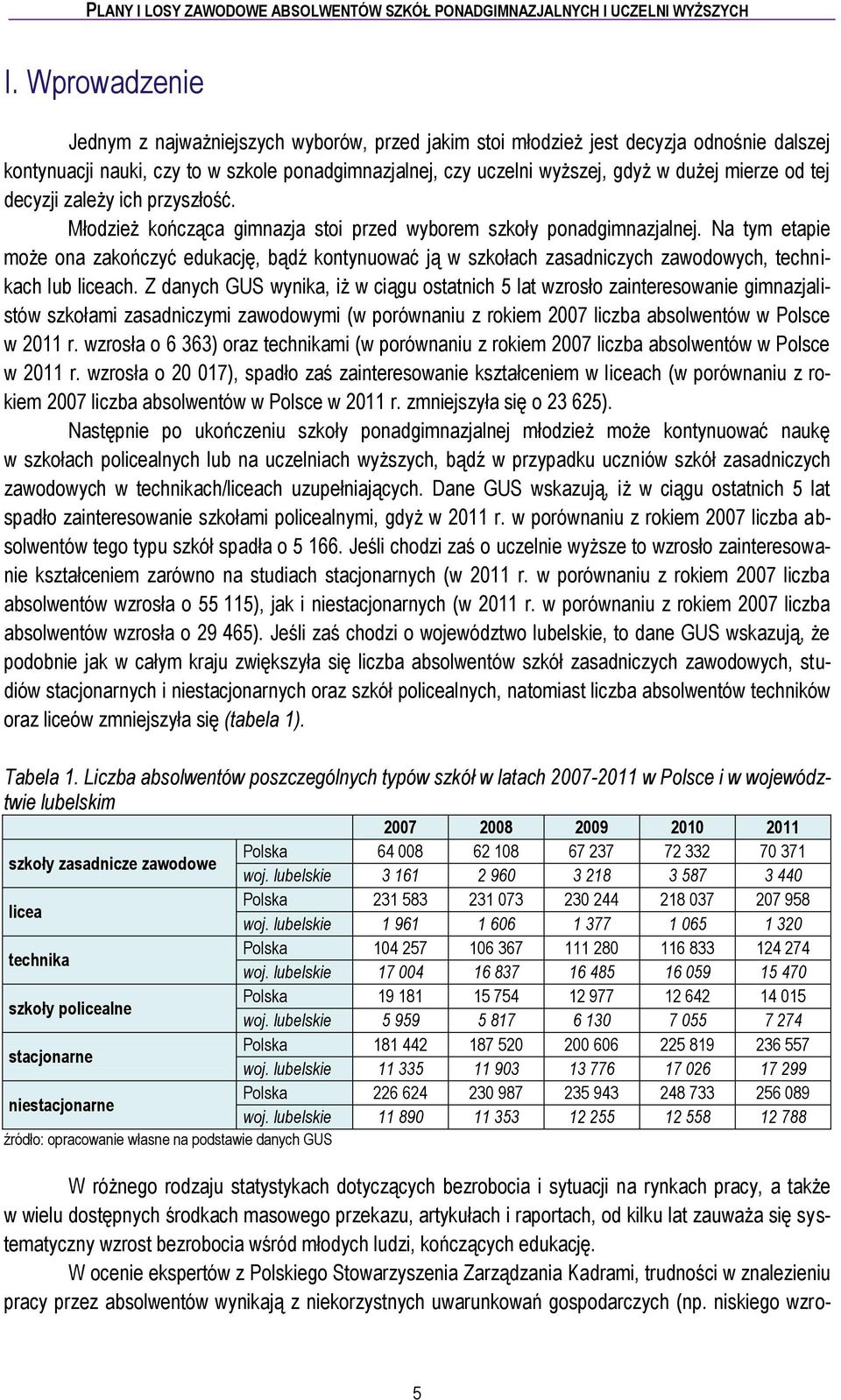 Na tym etapie może ona zakończyć edukację, bądź kontynuować ją w szkołach zasadniczych zawodowych, technikach lub liceach.