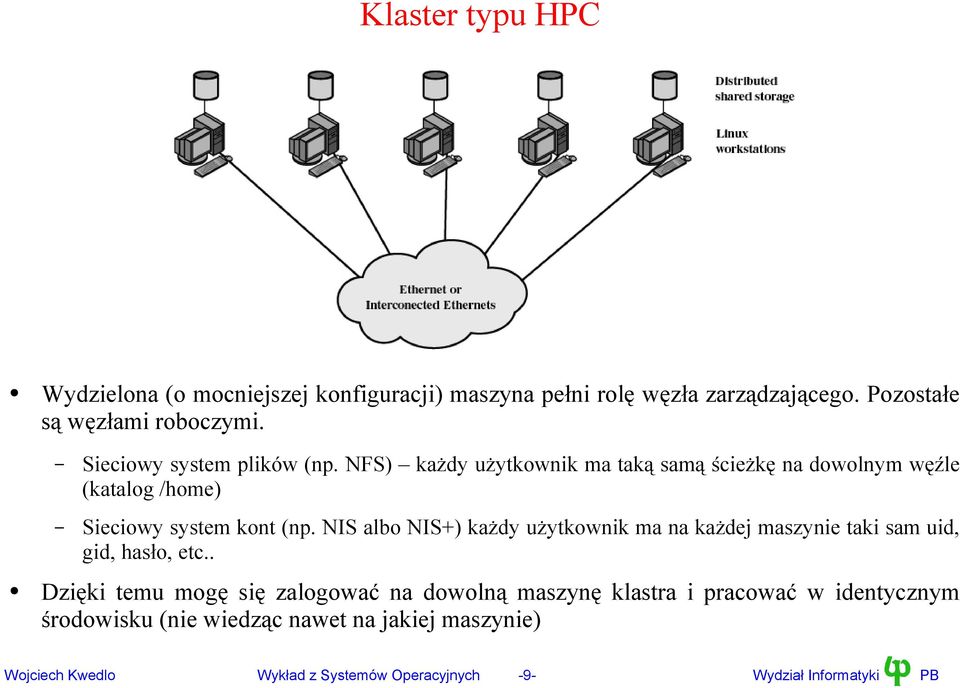 NIS albo NIS+) każdy użytkownik ma na każdej maszynie taki sam uid, gid, hasło, etc.