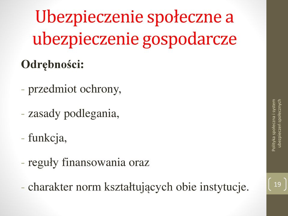 zasady podlegania, - funkcja, - reguły