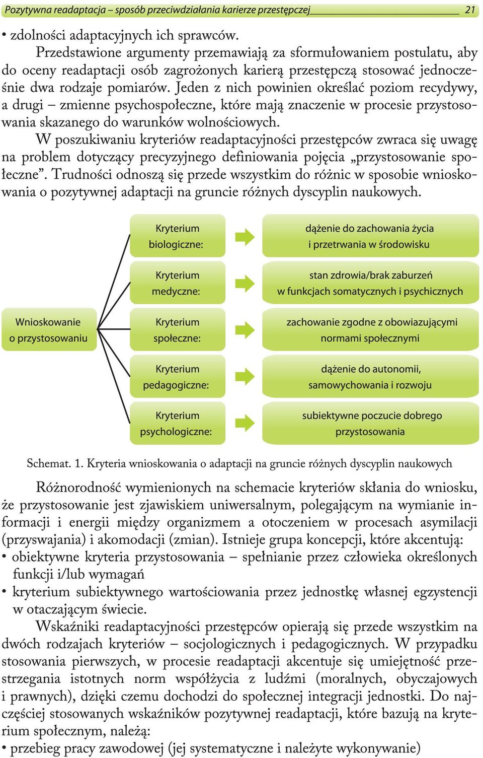 Jeden z nich powinien określać poziom recydywy, a drugi zmienne psychospołeczne, które mają znaczenie w procesie przystosowania skazanego do warunków wolnościowych.