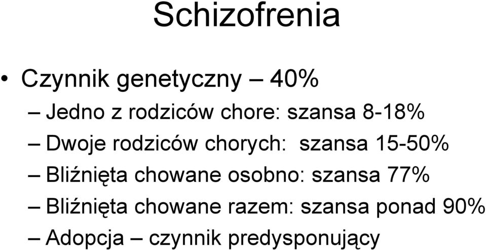 15-50% Bliźnięta chowane osobno: szansa 77% Bliźnięta