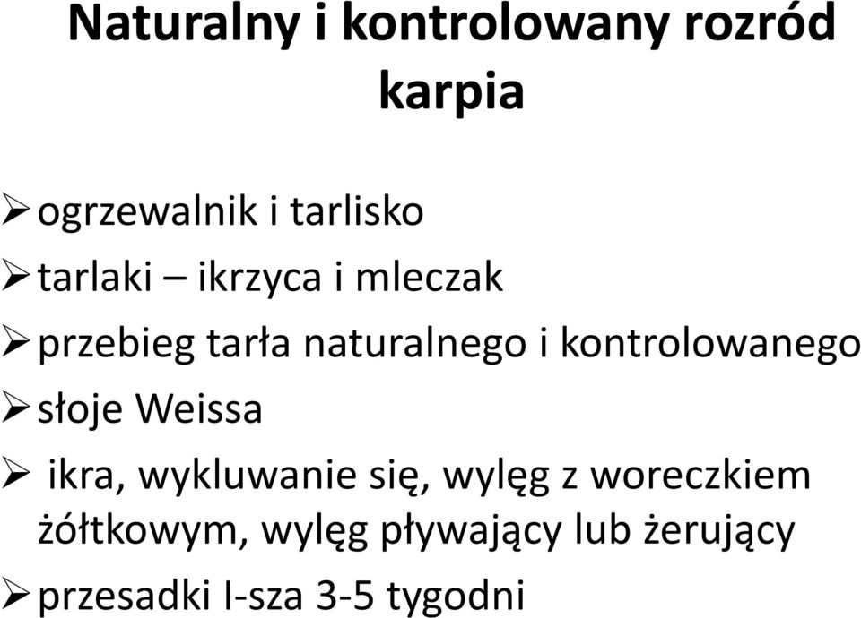 kontrolowanego słoje Weissa ikra, wykluwanie się, wylęg z