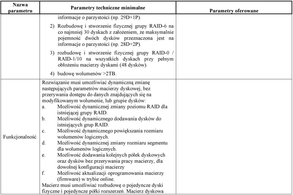 3) rozbudowę i stworzenie fizycznej grupy RAID-0 / RAID-1/10 na wszystkich dyskach przy pełnym obłożeniu macierzy dyskami (48 dysków). 4) budowę wolumenów >2TB.