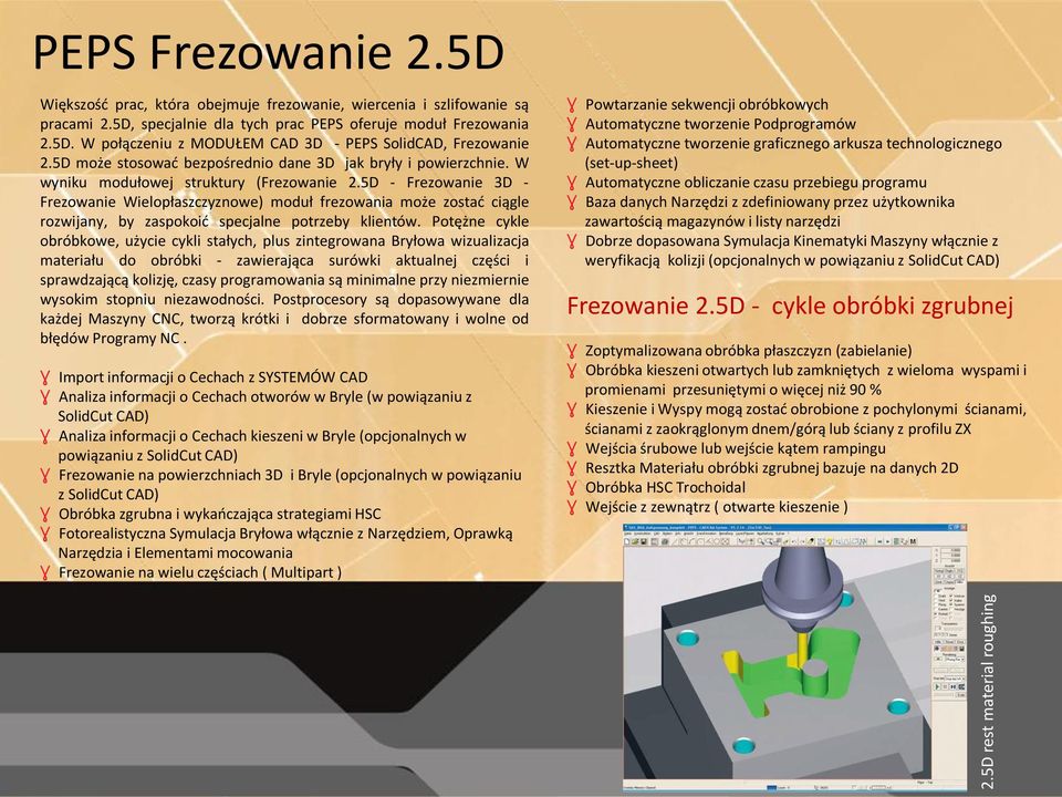 5D - Frezowanie 3D - Frezowanie Wielopłaszczyznowe) moduł frezowania może zostad ciągle rozwijany, by zaspokoid specjalne potrzeby klientów.