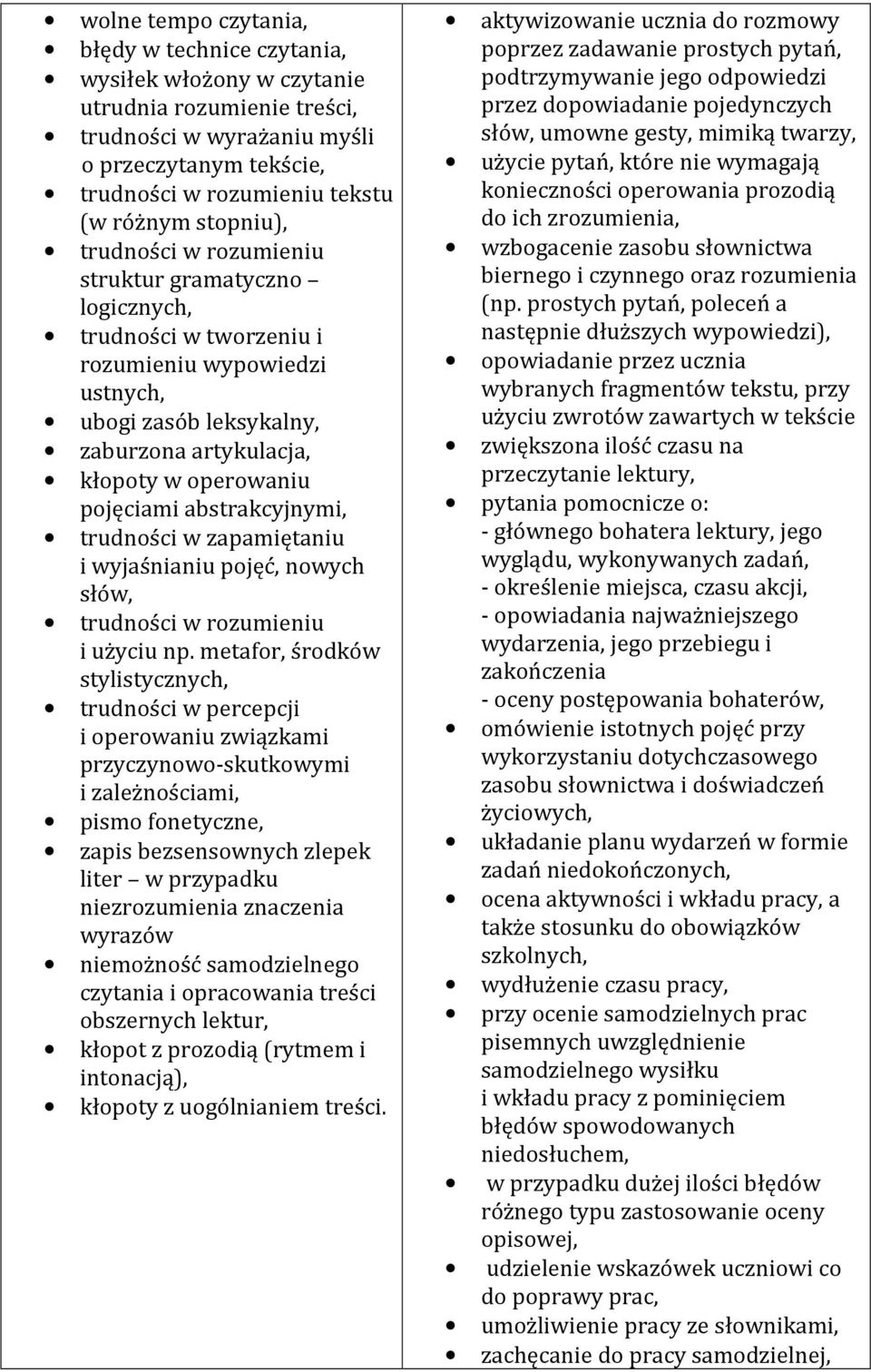 abstrakcyjnymi, trudności w zapamiętaniu i wyjaśnianiu pojęć, nowych słów, trudności w rozumieniu i użyciu np.