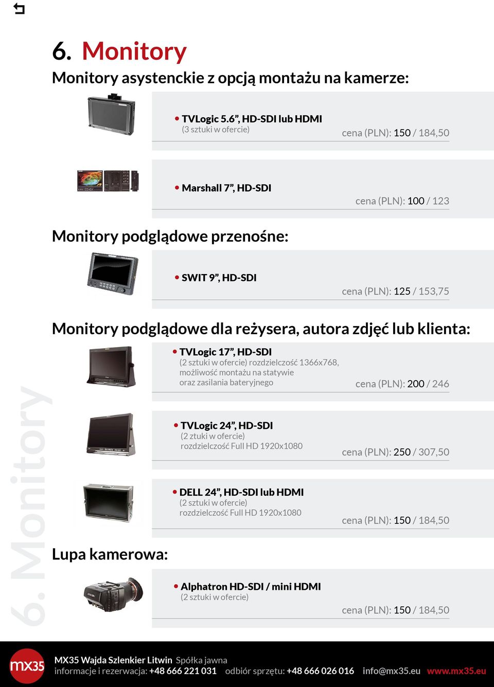 , w zestawie filtr ochronny, osłona przeciwsłoneczna, baterie SWIT, ładowarka, kufer transportowy cena (PLN): 175 / 215,25 6.