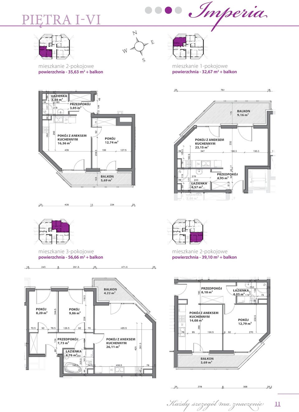 3-pokojowe powierzchnia - 56,66 m 2 + balkon