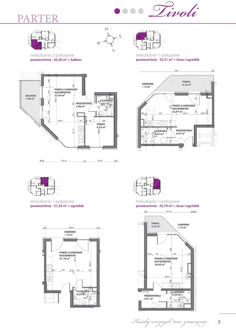 powierzchnia - 31,33 m 2 + ogródek powierzchnia -