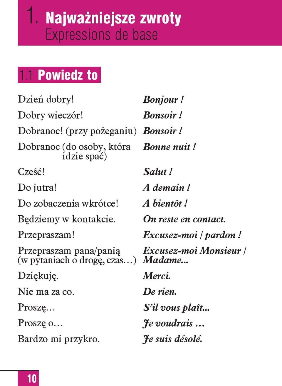 A bientôt! Będziemy w kontakcie. On reste en contact. Przepraszam! Excusez-moi / pardon!