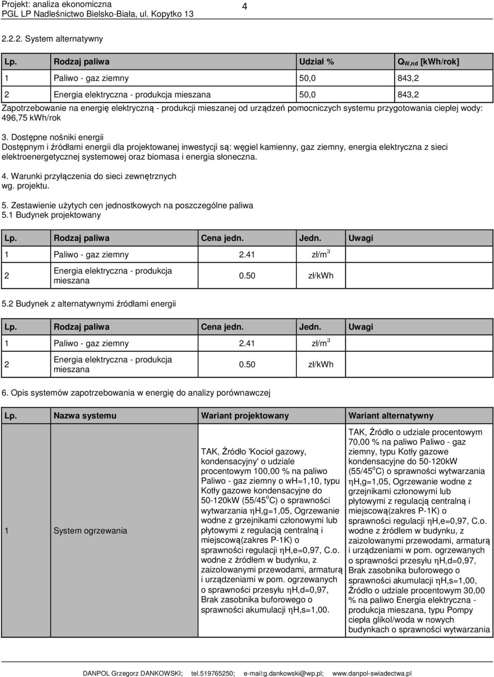 pomocniczych systemu przygotowania ciepłej wody: 496,75 kwh/rok 3.