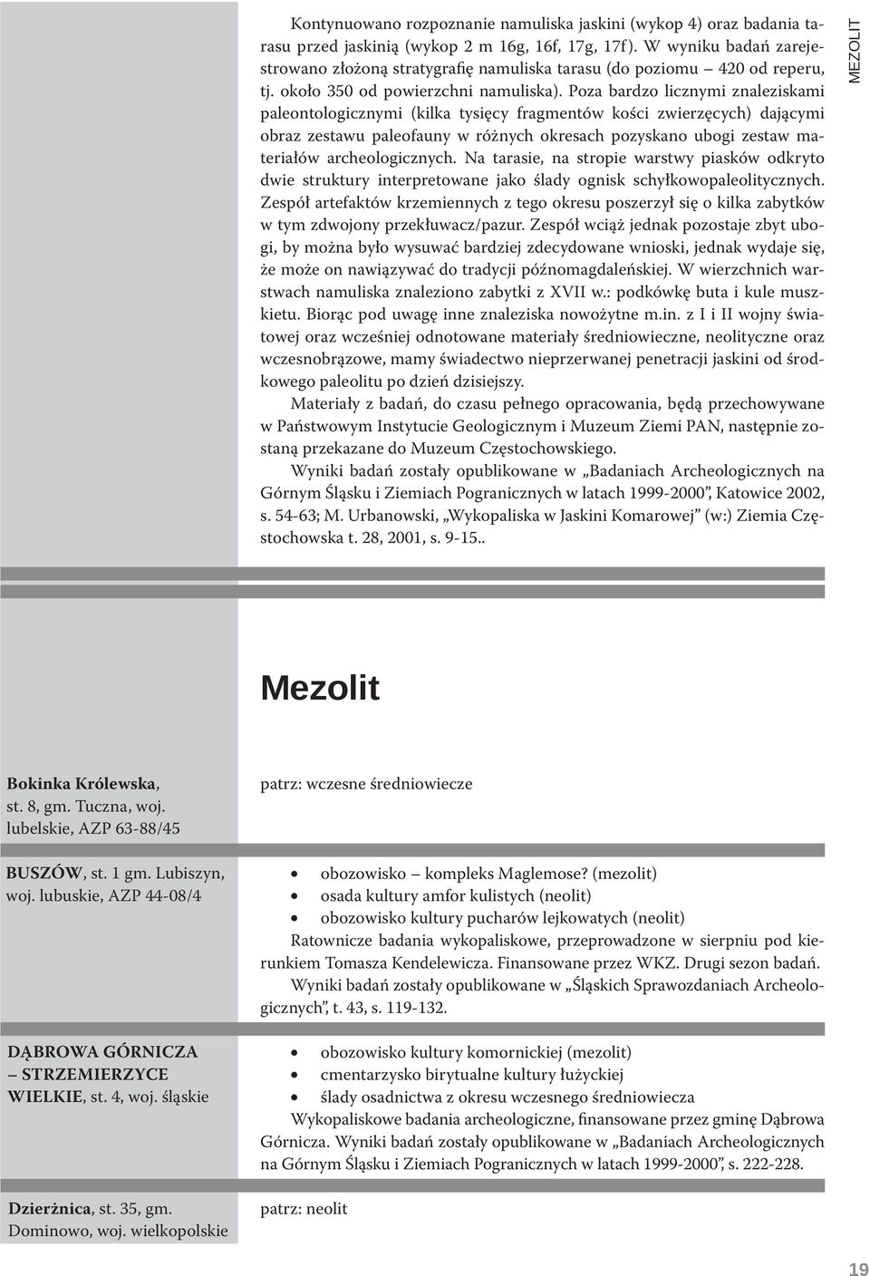 Poza bardzo licznymi znaleziskami paleontologicznymi (kilka tysięcy fragmentów kości zwierzęcych) dającymi obraz zestawu paleofauny w różnych okresach pozyskano ubogi zestaw materiałów