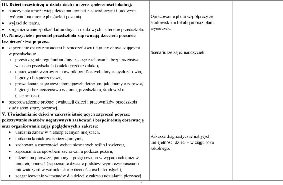 Nauczyciele i personel przedszkola zapewniają dzieciom poczucie bezpieczeństwa poprzez: zapoznanie dzieci z zasadami bezpieczeństwa i higieny obowiązującymi w przedszkolu: o przestrzeganie regulaminu