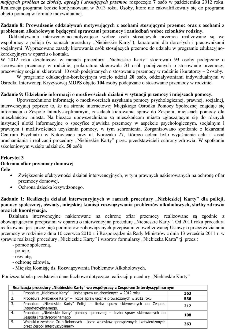 Zadanie 8: Prowadzenie oddziaływań motywujących z osobami stosującymi przemoc oraz z osobami z problemem alkoholowym będącymi sprawcami przemocy i zaniedbań wobec członków rodziny.