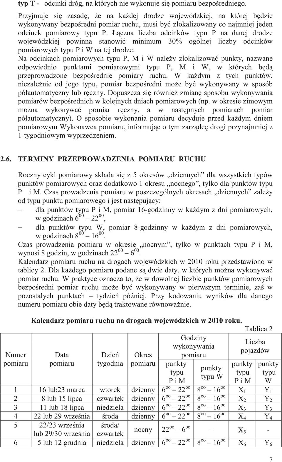 Ł czna liczba odcinków typu P na danej drodze wojewódzkiej powinna stanowi minimum 30% ogólnej liczby odcinków pomiarowych typu P i W na tej drodze.