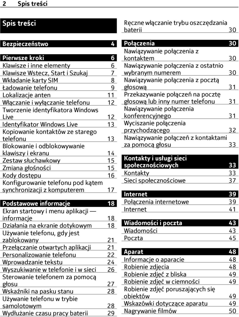 słuchawkowy 15 Zmiana głośności 15 Kody dostępu 16 Konfigurowanie telefonu pod kątem synchronizacji z komputerem 17 Podstawowe informacje 18 Ekran startowy i menu aplikacji informacje 18 Działania na