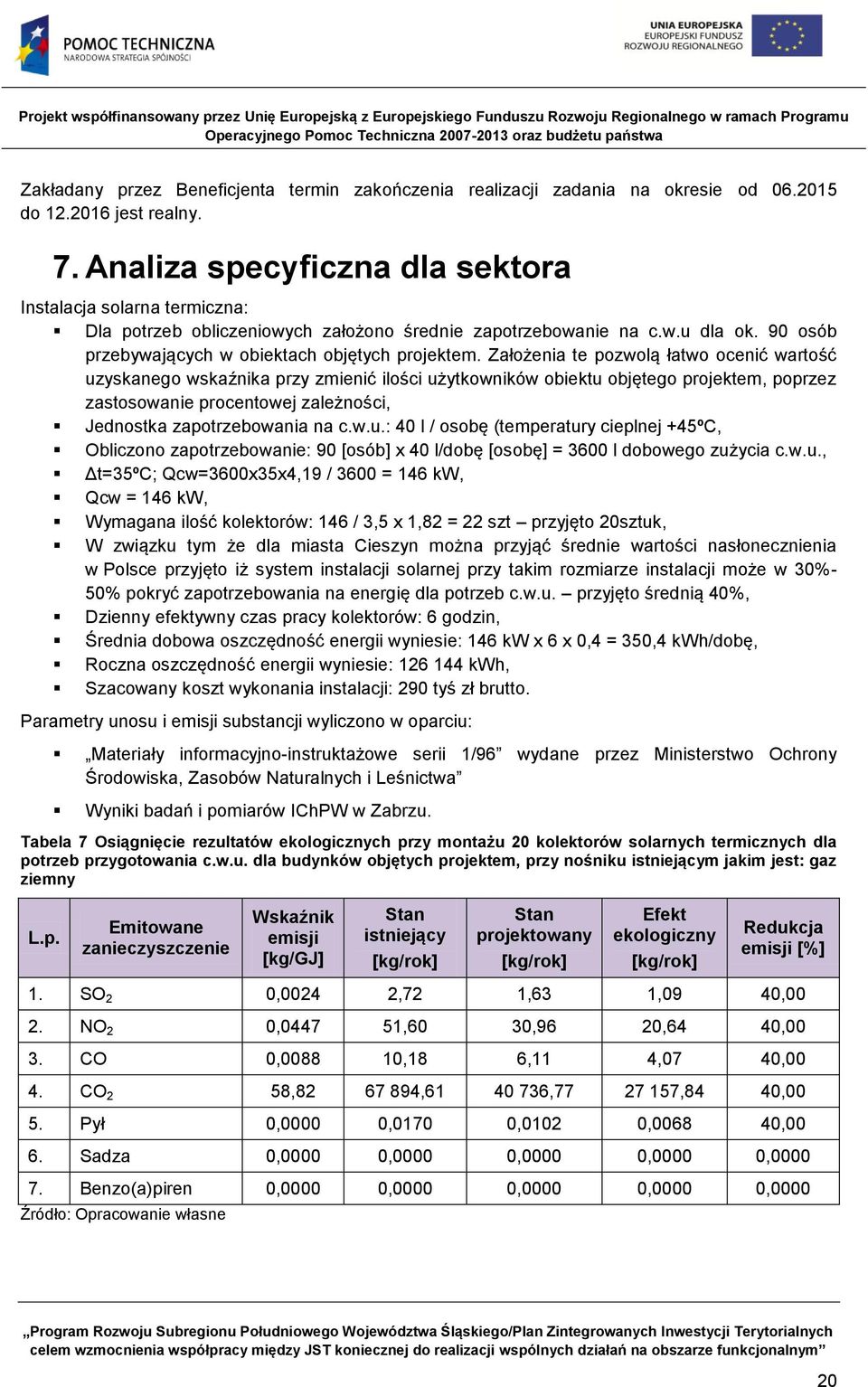 Założenia te pozwolą łatwo ocenić wartość uzyskanego wskaźnika przy zmienić ilości użytkowników obiektu objętego projektem, poprzez zastosowanie procentowej zależności, Jednostka zapotrzebowania na c.