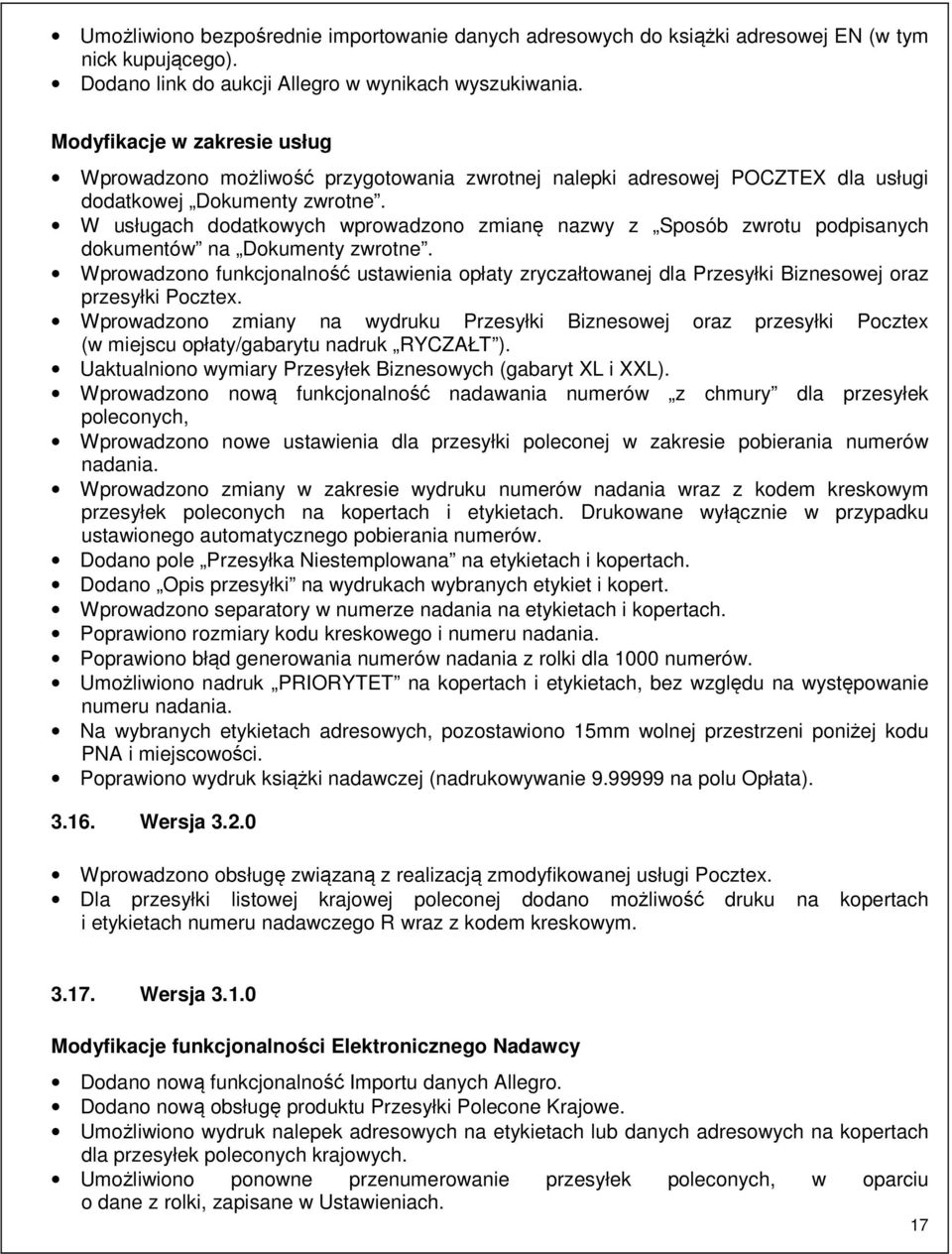 W usługach dodatkowych wprowadzono zmianę nazwy z Sposób zwrotu podpisanych dokumentów na Dokumenty zwrotne.