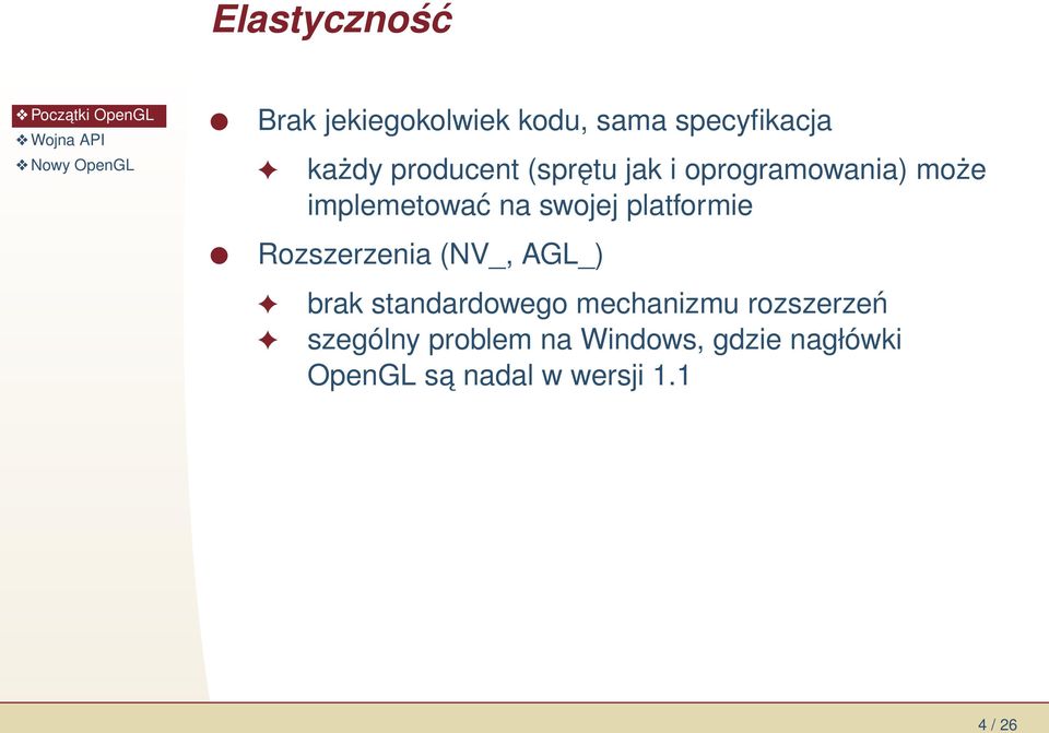 platformie Rozszerzenia (NV_, AGL_) brak standardowego mechanizmu